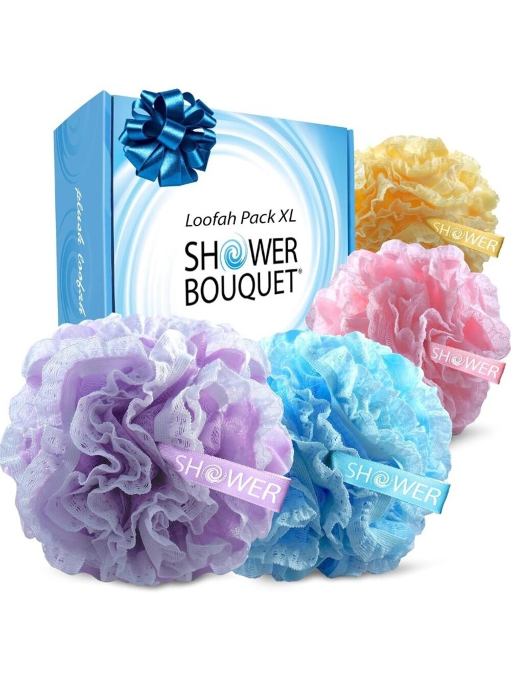 Large 2-in-1 Loofah Bath Sponge Set - Lace Mesh Scrubs for Exfoliating Skin